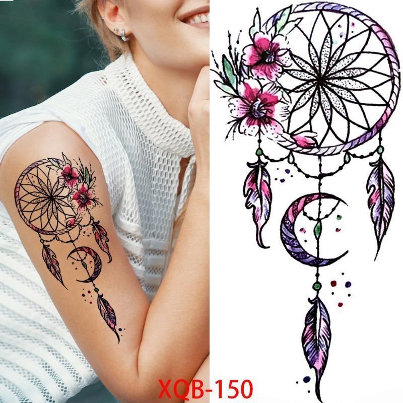 1 PC 210*114MM Waterproof Temporary Tattoo Sticker Spider Flash Tattoos Sanskrit Tiger Flower Body Art Arm Fake Tatoo For Women Men