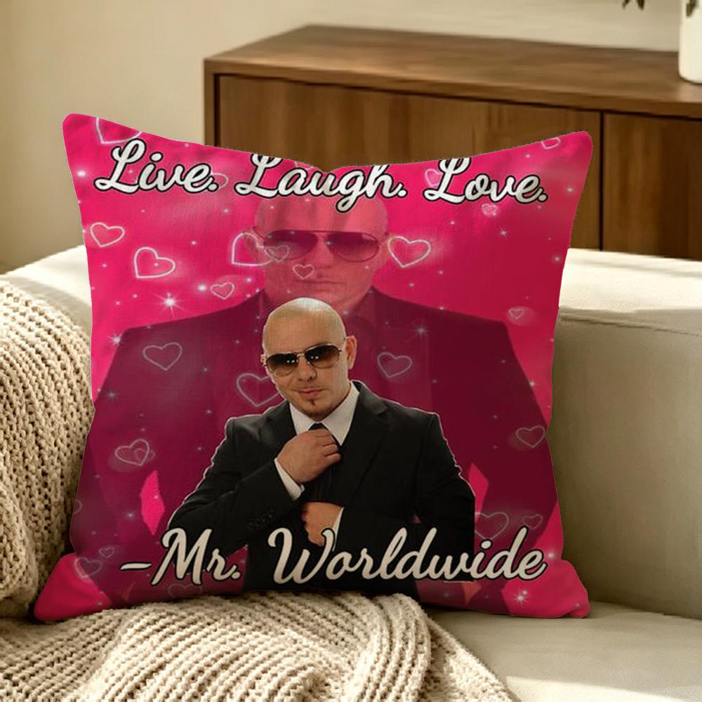 Celebrity Mr Worldwide Cushion Cover Pillow Cover Nordic Minimalist Throw Doublesided Print Cushion Case For Sofa Bedroom Decor