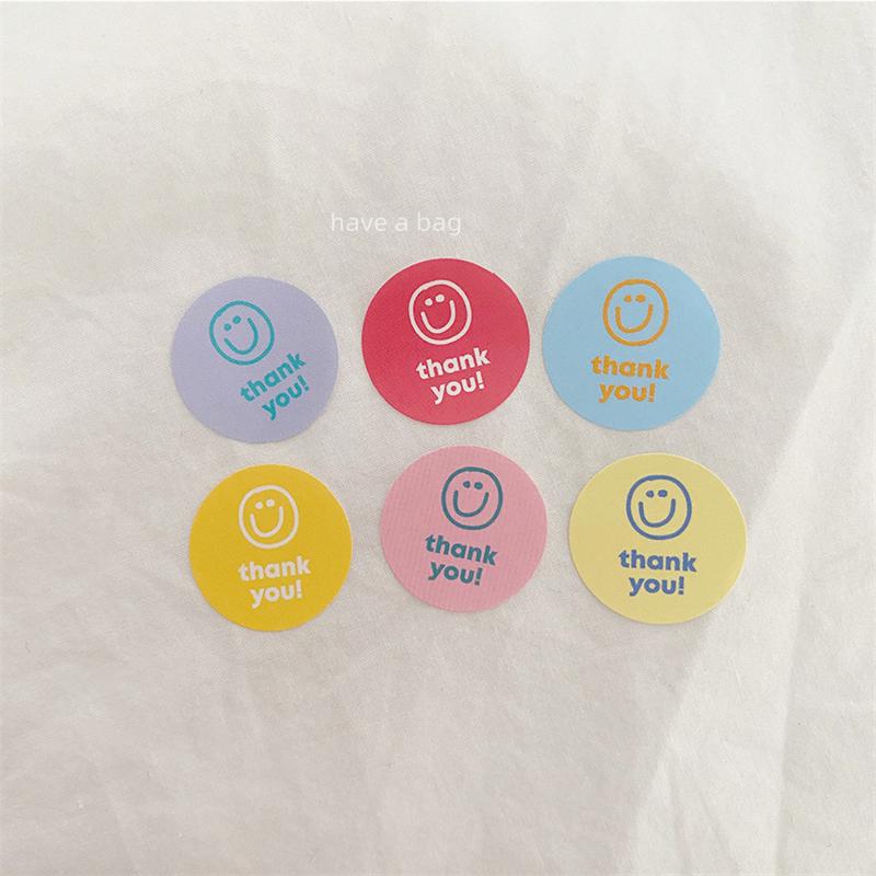 Korean Style Smiley Face Stickers: Colorful, Cute Round Labels for Gift Seals