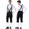 Men's Oktoberfest Costume Set - Long Sleeve Shirt and Suspenders Pants, Two Piece Bavarian Outfit for Festival
