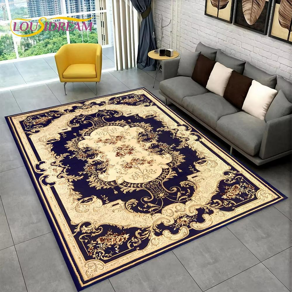 Red Turkish Floral Print Carpet Living Room Sofa Decor Bedroom Bedside Nonslip Rug Lounge Coffee Table Floormat Welcome Rug