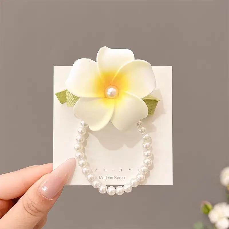New Plumeria Flower Pearl Hair Clips for Women Girls Fashion Hair Band Hairpins Barrette Hawaiian Wedding Hair Accessories