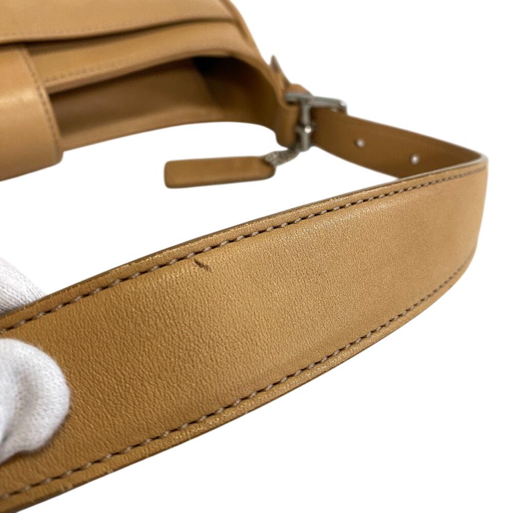 Coach 7789 Pouch Leather Shoulder Bag Beige Leather Women Used