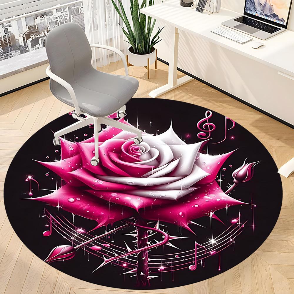 1pc Rose Music Note Chair Carpet for Office Machine Washable Rug for Office, Good Gift for Family or Friends yy251225253
