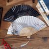 Chinese Summer Folding Tassel Fan - Traditional Hanfu Dance Bamboo Fan for Men & Kids