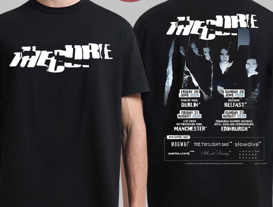 The Cure 2026 UK And Ireland Summer Shows Tour черная футболка с принтом с двух сторон VK01274 Унисекс футболка L
