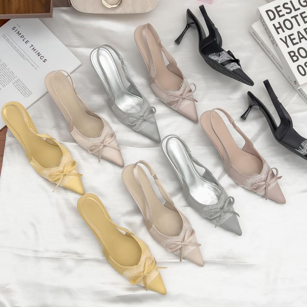 Summer new empty high heels are not tired of feet French bag head single shoes women's summer soft sole fashion pointed shoes children