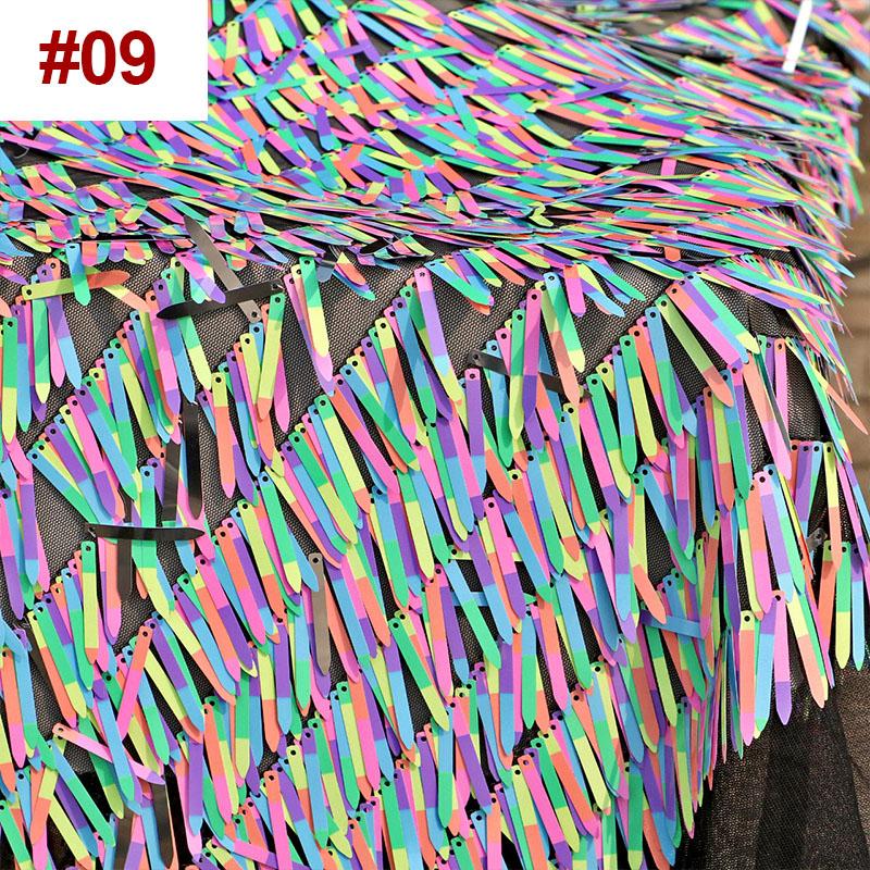 50*130cm Sequins Silver Iridescent Sword Shape 4cm Long Spike Mesh Fabric For Diy Sewing Stage Performance Costume Dress