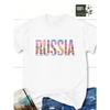 Plus Size Women's Russian Architecture Print T-Shirt Black Pink Blue Cyrillic Letter Casual All Season Top