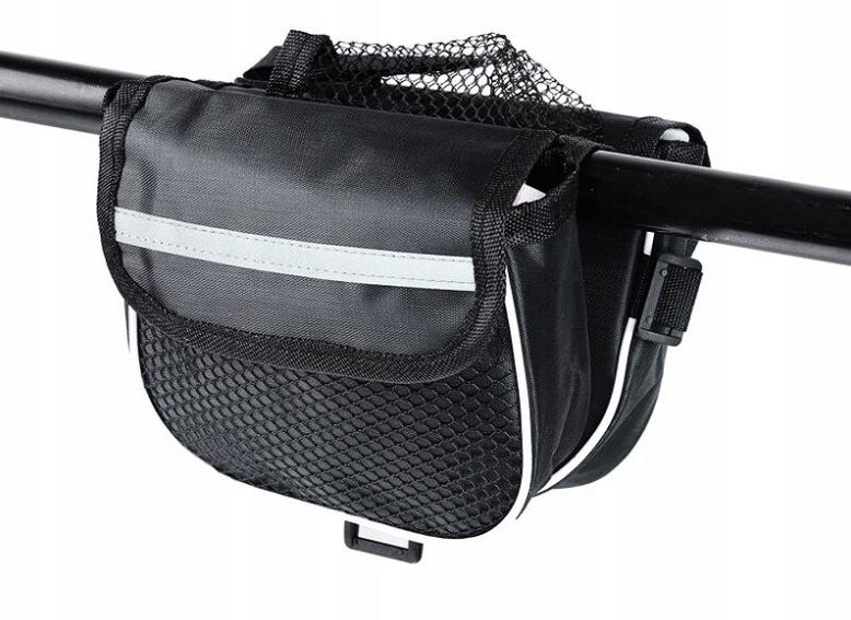 Two-compartment bicycle frame bag with reflector