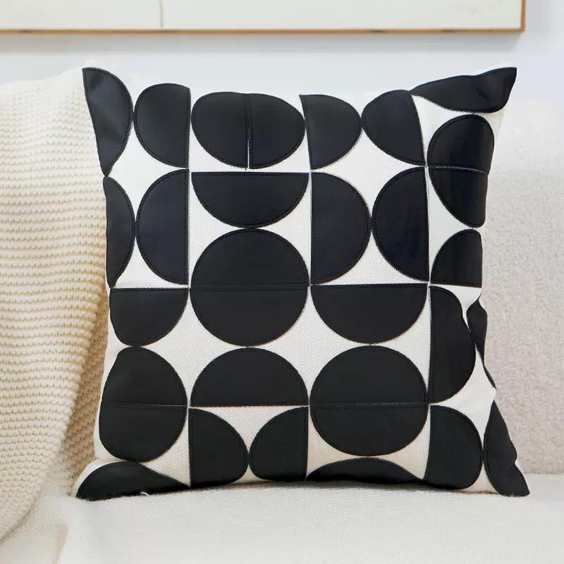 45×45Cm Lmitation Leather Cushion Cover Coffee Orange Red Pillowcase Patch Sofa Chair Bed Pillow Cover Home Decoration Detachabl