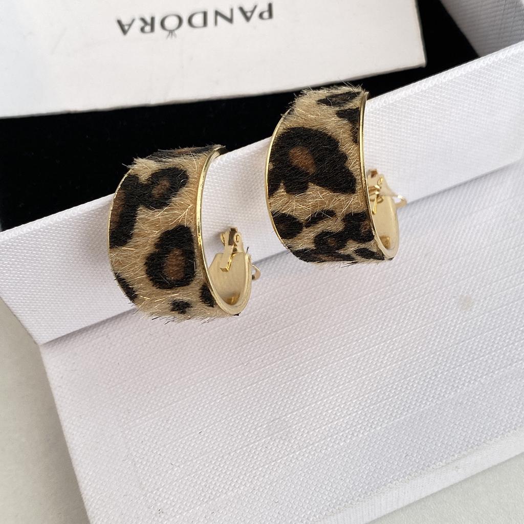 Earrings Retro Geometric Leopard Print Earrings Women'S Autumn And Winter High-End Exaggerated Niche Temperament Earrings