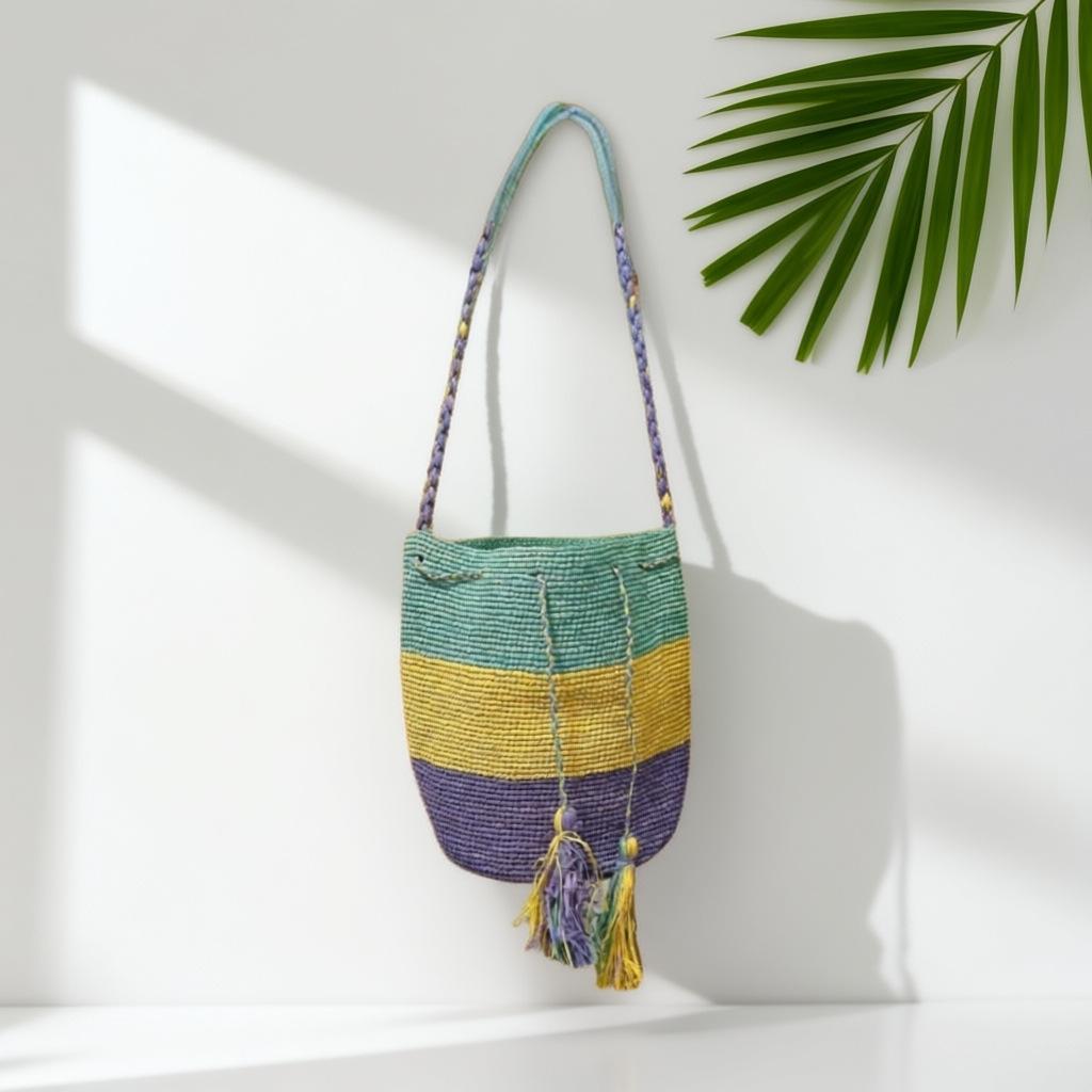 Lafite color matching shoulder woven bag women s handwoven bucket bag seaside vacation beach bag tote messenger bag
