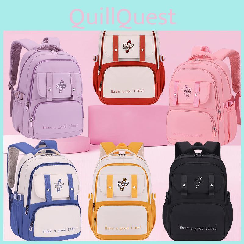 Junior High School Girls Backpack With Waterproof Nylon Material And Padded Air Cushion Straps For Education