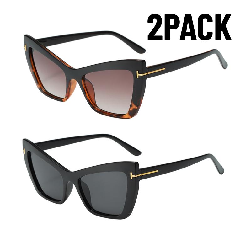 2PACK New Oversized Square Gradient Sunglasses for Women Thick Fashion Big Frame Shades Trendy UV400 Shades Sunglasses