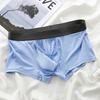 Mid-Rise Elastic Waistline Men Panties Simple Patchwork Color U Convex Shorts Briefs