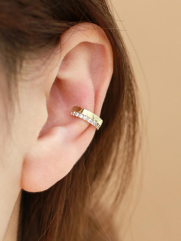 Minimalpiercing 14K Double-Row Inner Conch Ear Cuff Ring Earrings