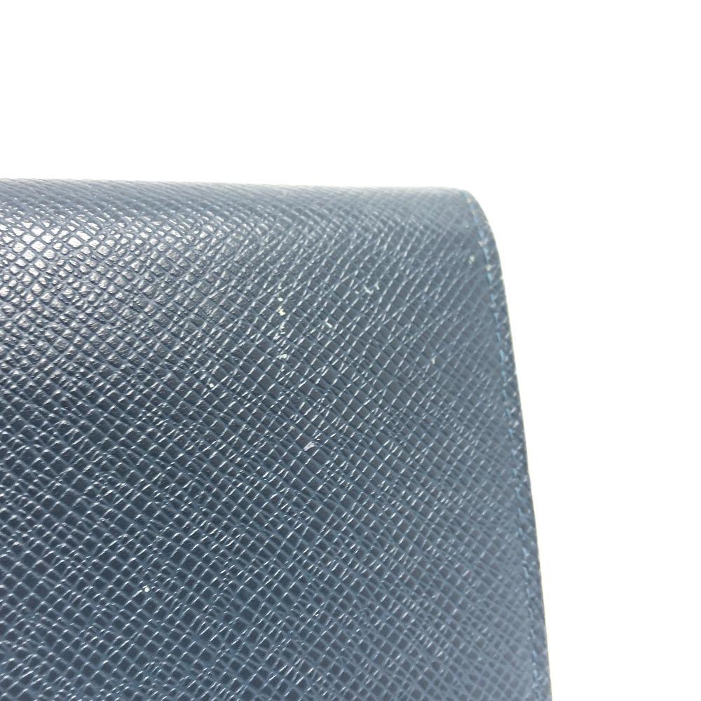 Louis Vuitton M64010 Taiga Stripe Portefeuille Brazza Long Wallet blue/Wine Red
