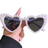 Heart-Shaped Exaggerated Party Sunglasses with Pearls - Handmade Fashion for Women
