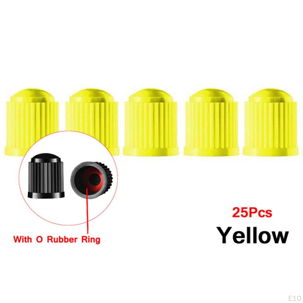 25 Car Tire Valve Caps with Rubber Ring for Vehicle