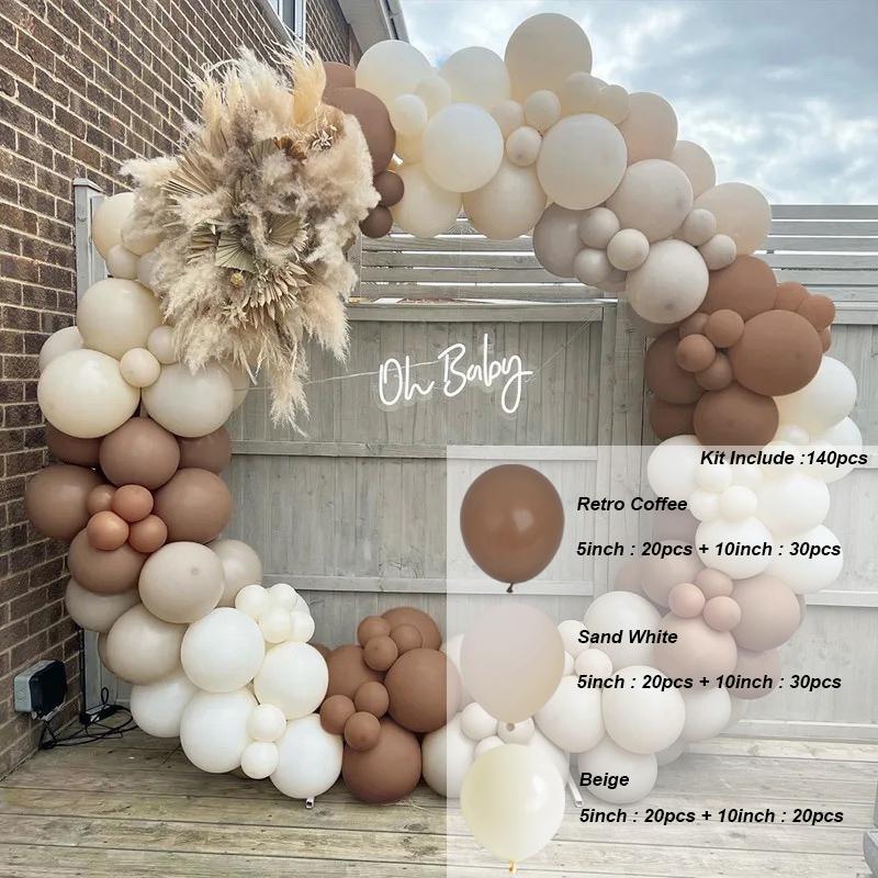 Coffee Brown Beige Balloon Garland Arch Kit Baby Shower Rustic Wedding Decoration Engagement Boy Girl Birthday Party Supplies Baptism Christenin