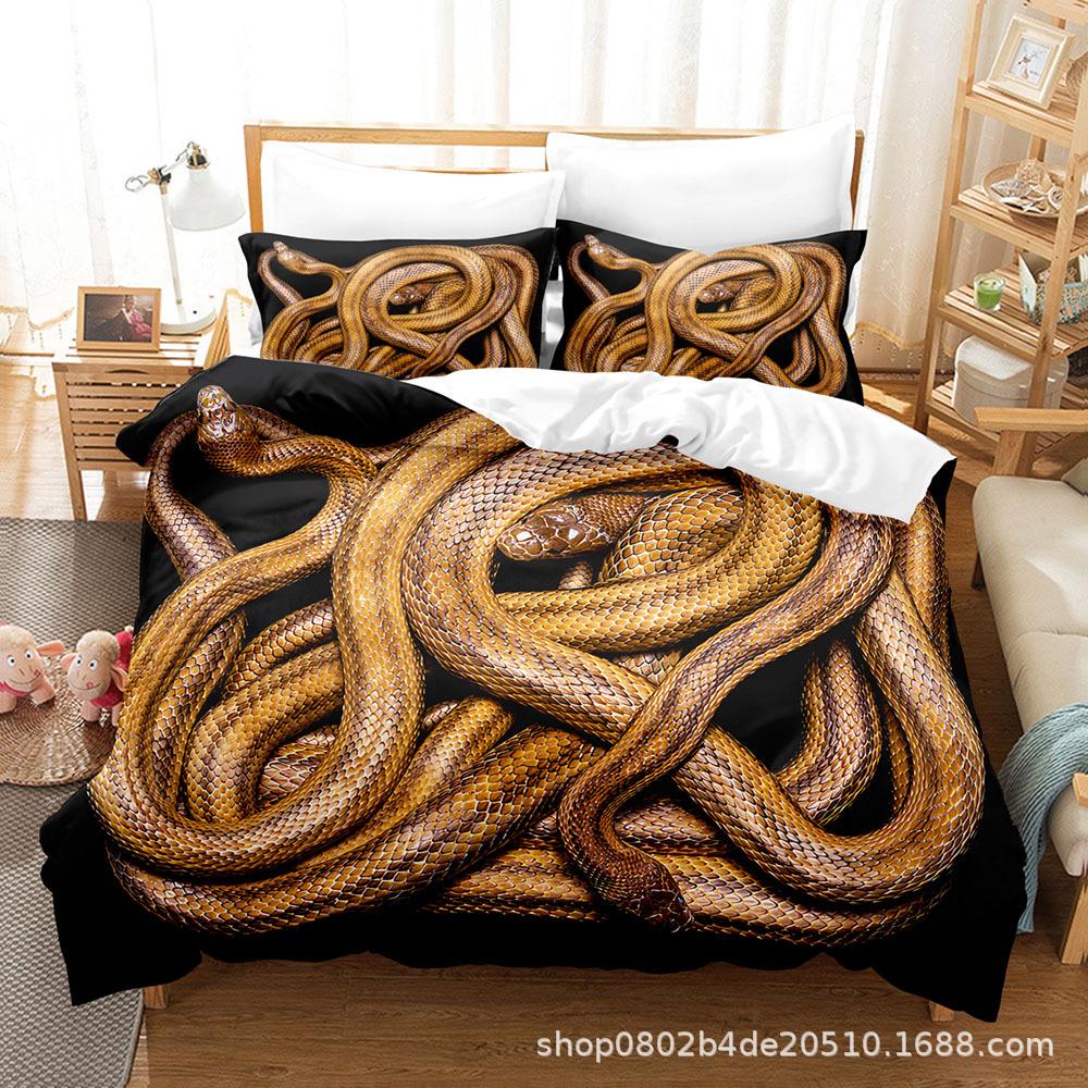 Digital Printing Three-Piece Home Textile Animal Series Bed Sheet Quilt Cover Can Be Ordered