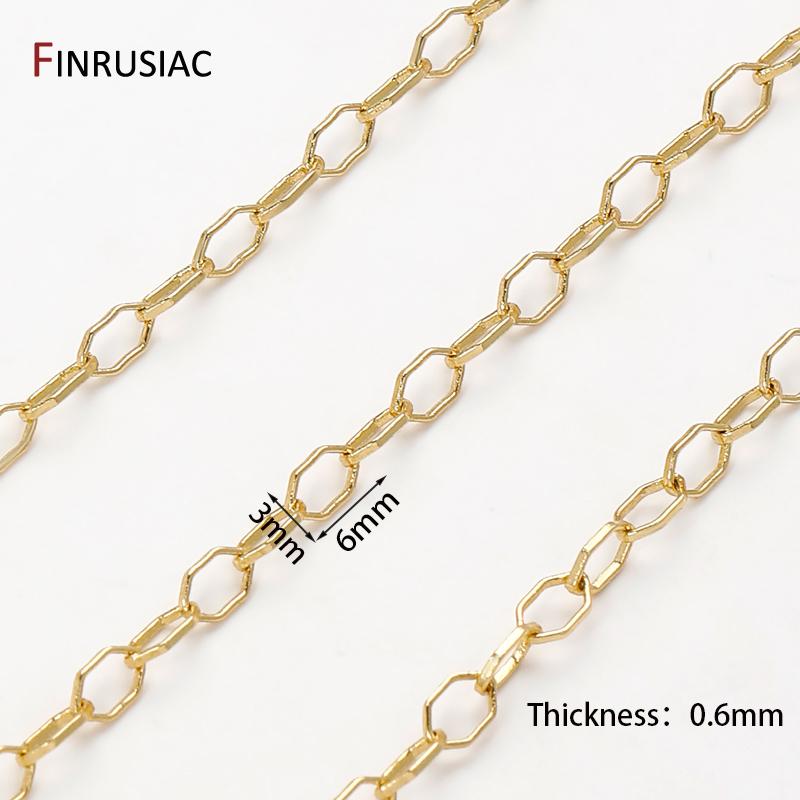 

18K Gold Plated Brass Geometric Chains for Jewelry,3*6mm Chains For Necklace Bracelet Making,DIY Spool Chain Jewelry Findings 1 meter