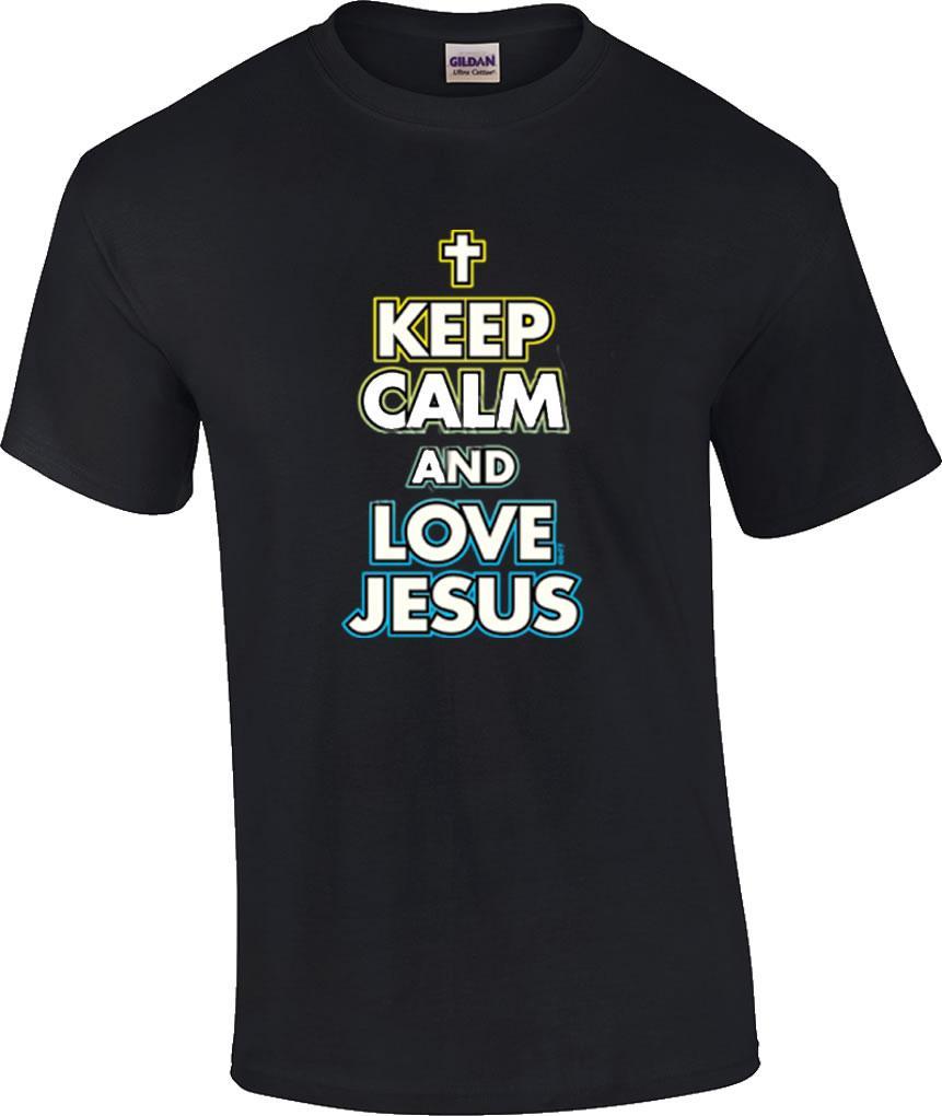 Christian Keep Calm and Love Jesus Neon Religious T-Shirt XXXXL