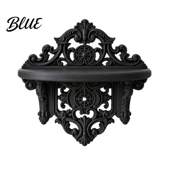 Space Saving Wall Shelf Vintage Floating for Wall, 3D Printed Gothic Carving Display Shelf, Easy To Install Shelves Mount Black Storage Rack