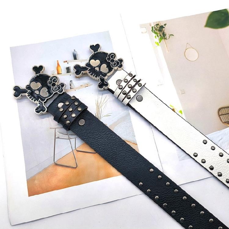 Pin Buckle PU Leather Belt Woman Casual Waist Decors Skull Belt 2000s Waiststrap