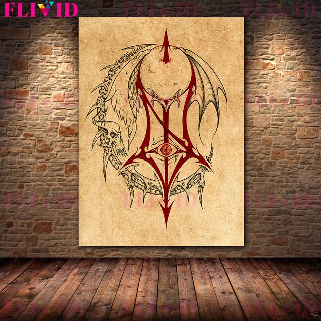 Diavol păgân schelet artă tipografie artă decorativă de perete pânză pictură ochiul iadului