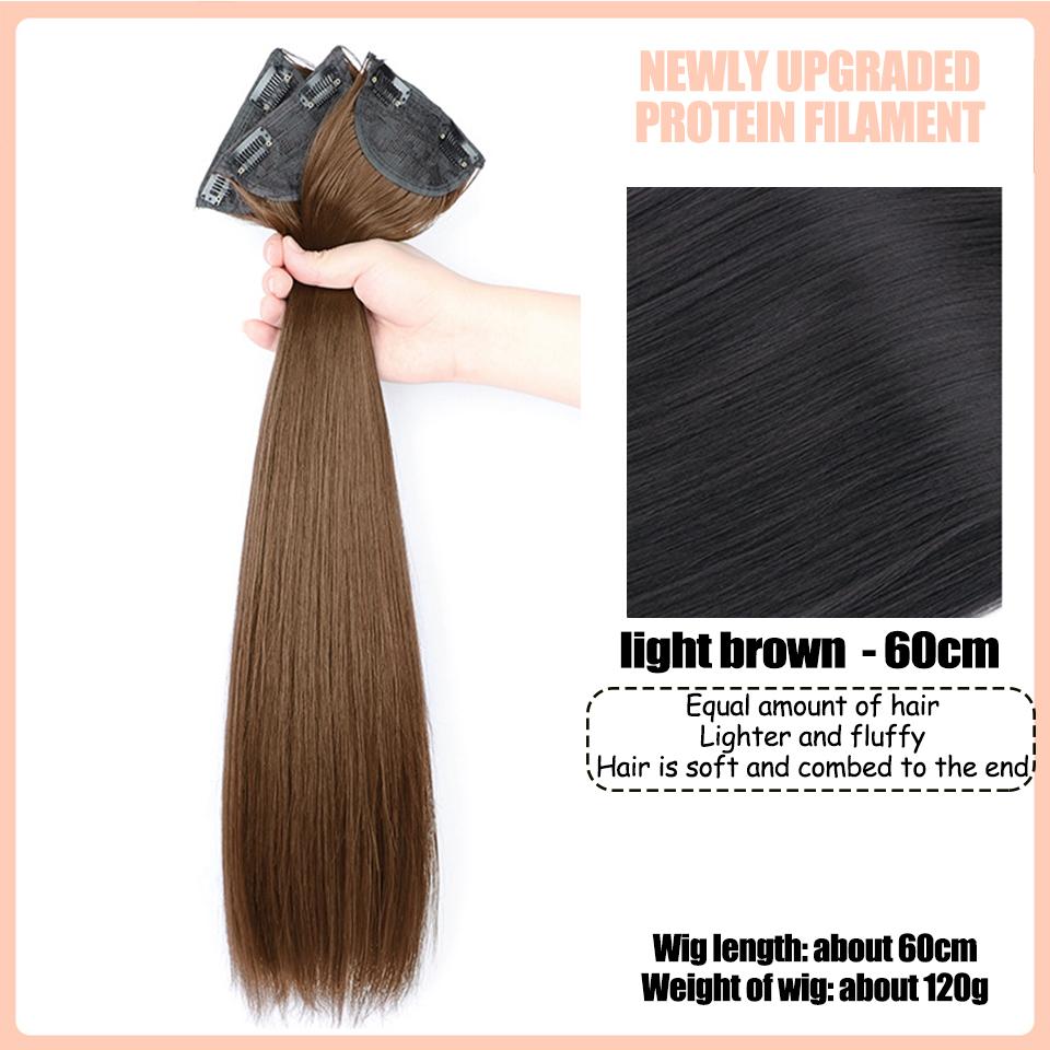 WTB Three-piece Hair Extension Synthetic Wig Women Head Natural Fluffy Long Straight Hair Extension Three-piece Wig Piece