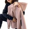 Women's European Style Fleece-Lined Petite Sweatshirt Jacket - Autumn/Winter 2025 Trend