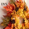 Rustic Farmhouse Porch Decor Fall Maple Leaf Wreath for Front Door, Artificial Autumn Foliage Door Hanger with Pinecone Berries, Thanksgiving Harvest