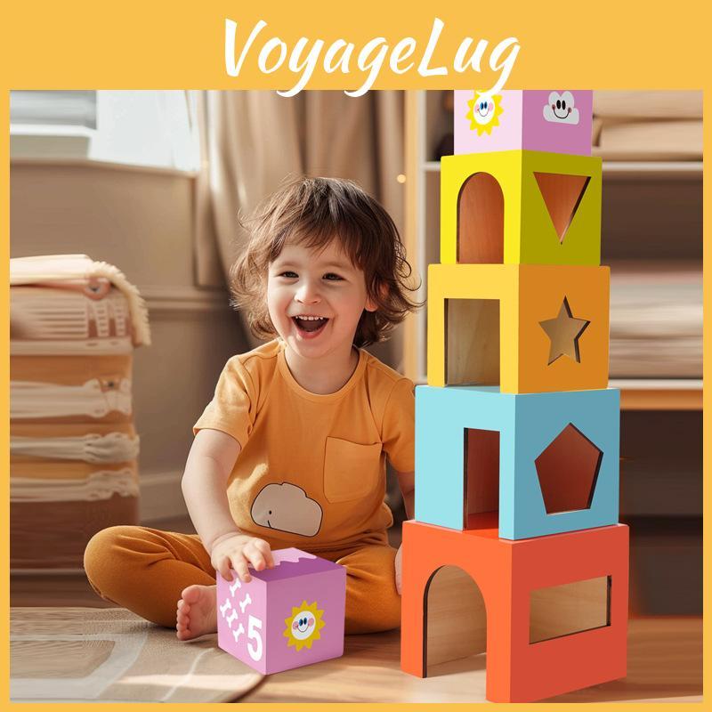 Puzzle Wooden Geometric Blocks For Kids With Cognitive Building Toys Educational