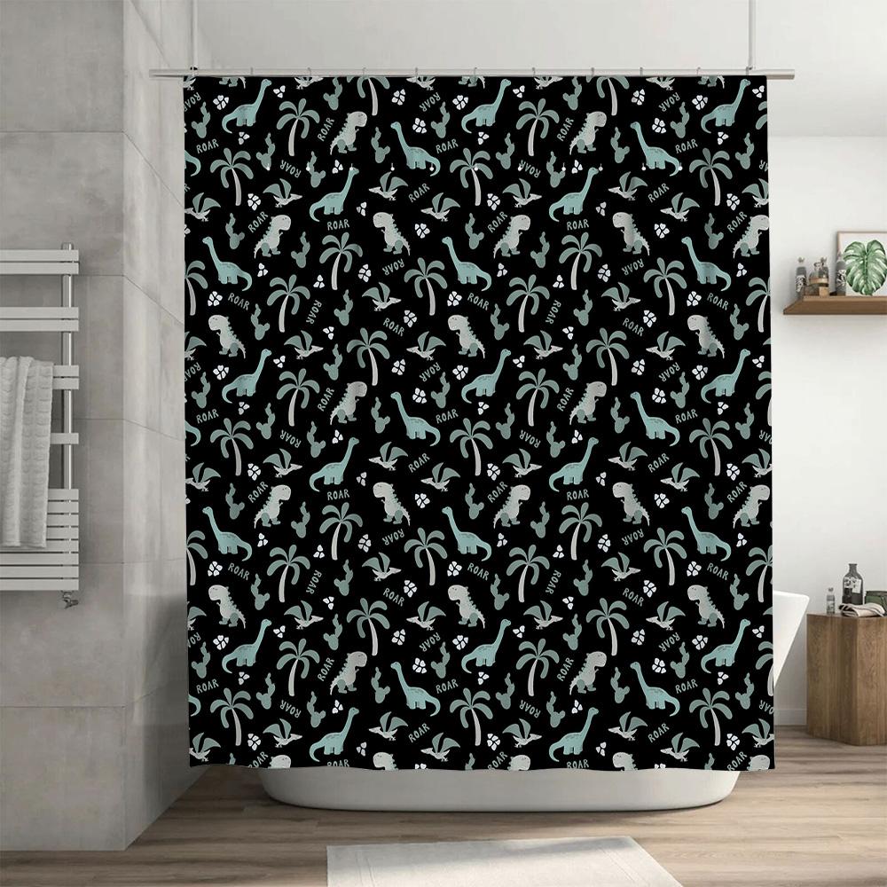 Trendy Dinosaur Shower Curtain Waterproof Printed Fabric Perfect Bathroom Decor For Kids Room Or Guest Bathrooms Available In Mu