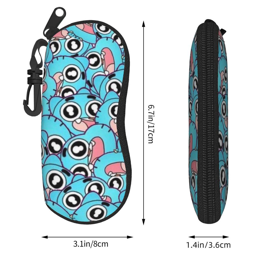 Lovely The Amazing World of Gumballs Glasses Case Student Zipper Sunglasses Storage Box Cartoon Eyeglasses Box