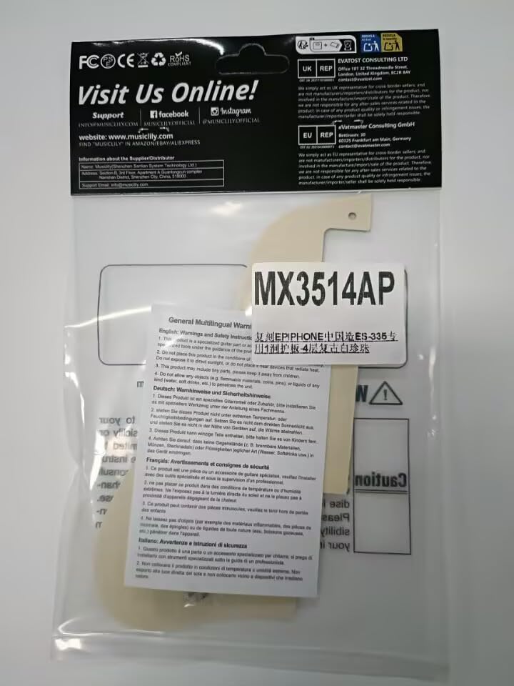 Musiclily Pro 4-Piece Aged White Pearl 1-Hole Guitar Pickguard for EPI ES-335 Electric Guitar (Made in China)