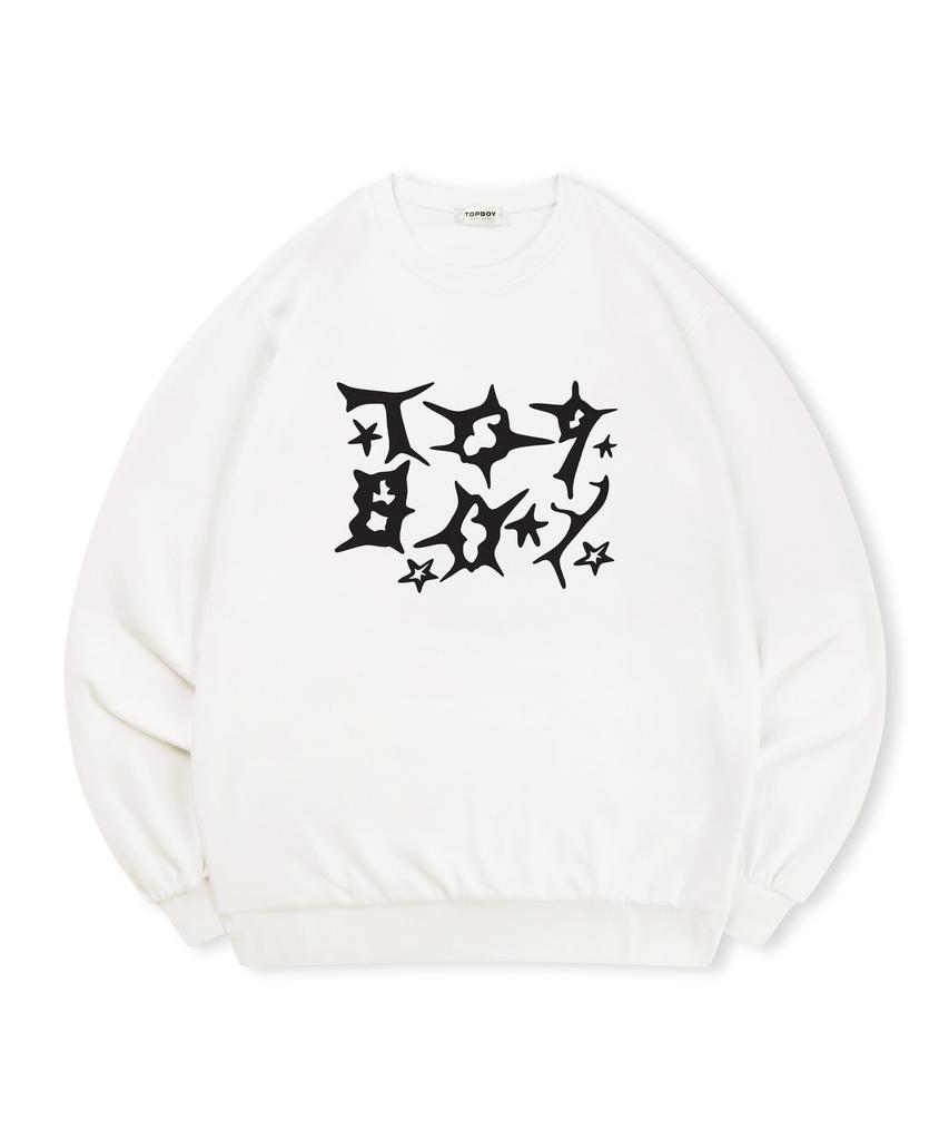 TOPBOY [Non-Fleece Or Fleece-Lined] Star Of Thorns Printed Sweatshirt (Type A)