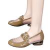 Mesh soft leather single shoes 2025 new hollow low-heeled women's sandals summer flat-soled soft-soled loafers low-top leather shoes