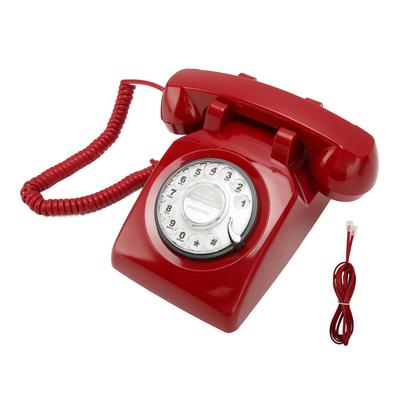 Teléfono Retro Giratorio Teléfono Fijo Vintage Antiguo con Altavoz Timbre Mecánico para