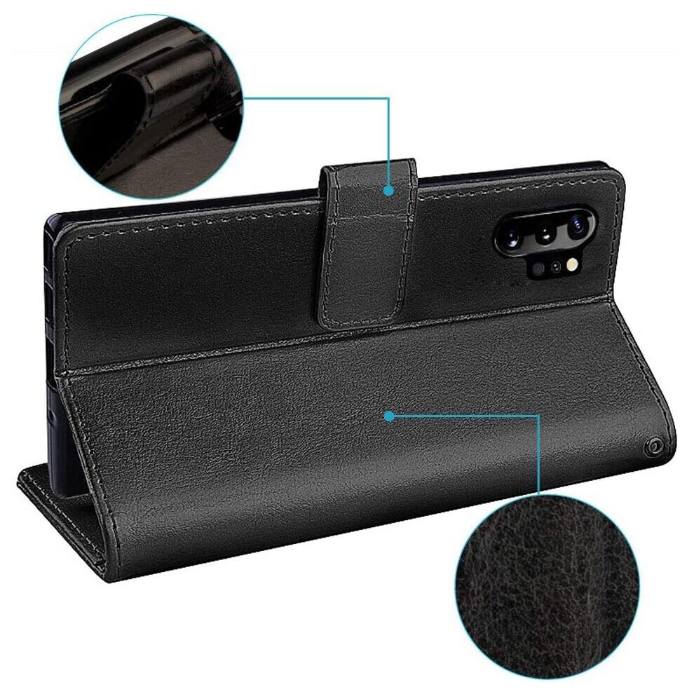 Galaxy Note 10 Plus Leather Wallet Case, Flip Protective Case Cover with Card Slots, Kickstand and Wrist Strap - Black...