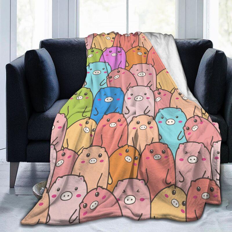 Cute Pig Themed Blanket Gifts Flannel Fleece Throw Blanket Soft for Girls Boys Adults Lightweight Comfortable Warm Blankets