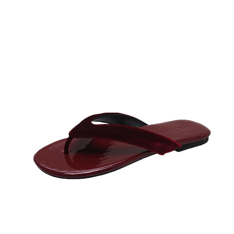 

2024 літо нова мода та легкий верхній одяг шльопанці на кліпсах з відкритим носком на плоскій підошві з леопардовим принтом пляжні круті шльопанці жіночі 40 бордовий