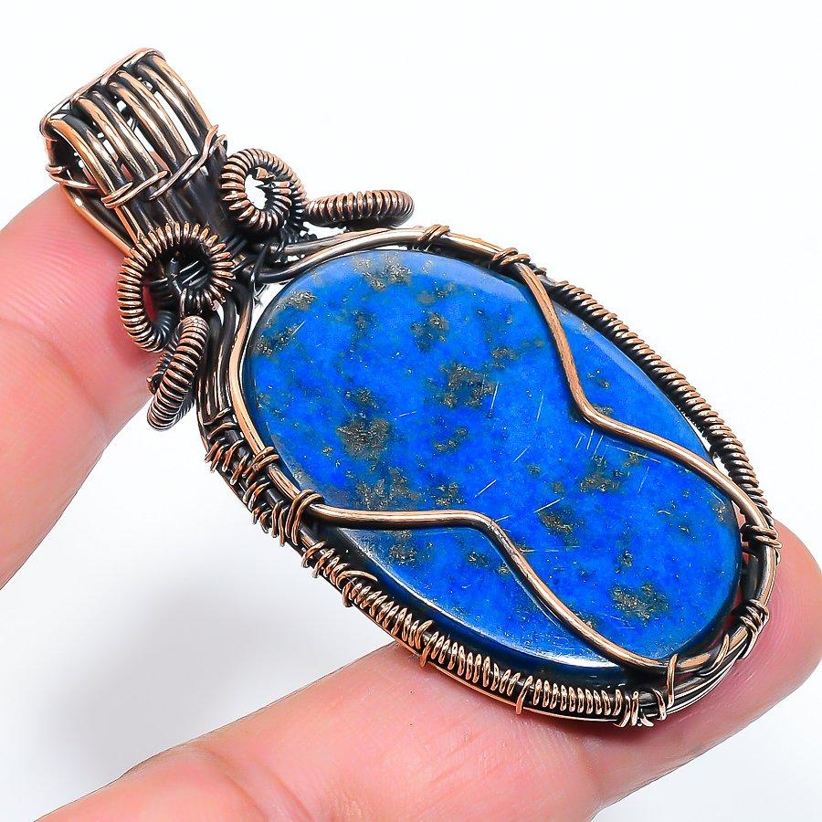 

Natural Lapis Lazuli Gemstone Handmade Copper Wire Wrap Pendant 2.52 a1i68