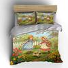 Garden Girls and Pug Bedding Duvet Cover Set  (1*Duvet Cover 2*Pillowcases, Without Duvet Insert)