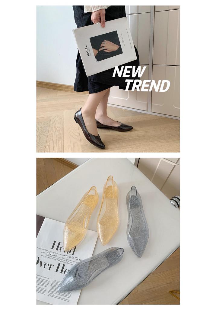 Yuzhihao Summer Women's Pointed Toe Closed Flat Sandals - Fashionable, Solid Color, Low Cut Design