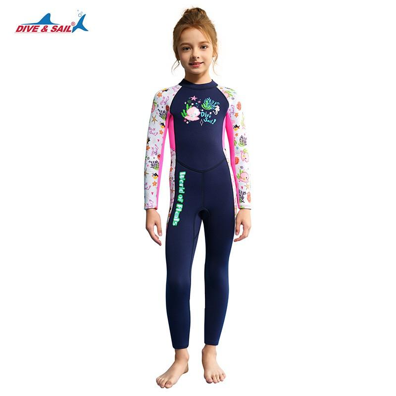 Kids Girls Full Body Neoprene Wetsuit Diving Snorkeling Swimming Surfing Warmth Protection Spring Fall Winter Summer