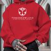 "TOMORROWLAND" Grafikli Erkek Kapüşonlu Sweatshirt - Günlük Pullover Sweatshirt Uzun Kollu Normal Kesim Sonbahar/Kış Günlük Giyim Kapüşonlu Sweatshirt
