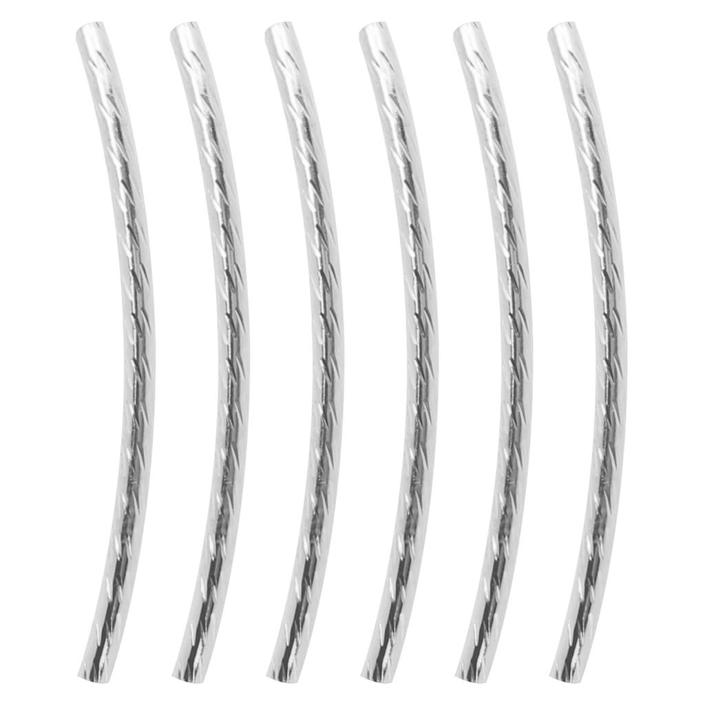 200Pcs Curved Noodle Tube Spacer Beads Long Sleek Twist DIY Jewelry Making AccessoriesSilver